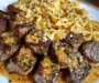 Garlic Butter Steak Bites with Cheesy Bowtie Pasta in Cheddar Sauce