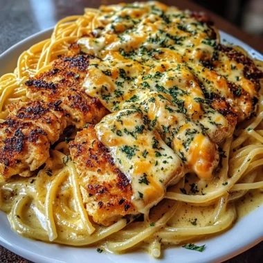 Garlic Parmesan Chicken Spaghetti in Spicy Three-Cheese Cajun Cream Sauce