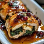 Golden-Baked Chicken Stuffed with Spinach, Brie, and Honey-Balsamic Cranberries