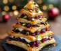 Golden Brie-Stuffed Cranberry Puff Pastry Christmas Tree with Pistachios & Honey Drizzle