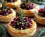 Golden Brie Tartlets with Cranberry Jewels & Festive Rosemary Trees