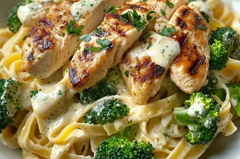 Grilled Chicken Broccoli Alfredo Fettuccine