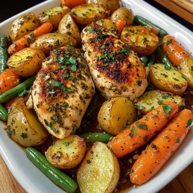 Herb-Roasted Chicken Breasts with Potatoes, Carrots & Green Beans