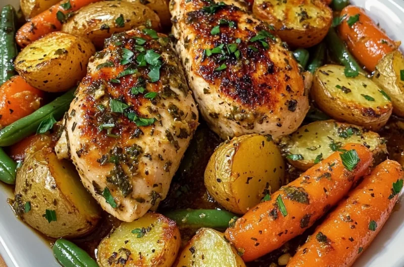 Herb-Roasted Chicken Breasts with Potatoes, Carrots & Green Beans