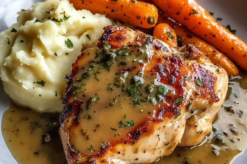 Herb Butter Chicken with Mashed Potatoes & Glazed Carrots