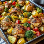 Herb Roasted Chicken Thighs with Potatoes & Vegetables One-Pan Wonder