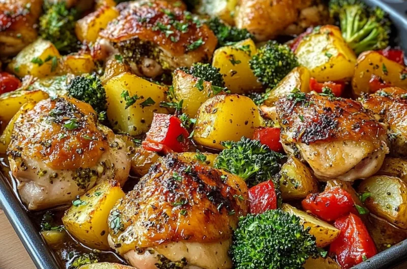 Herb Roasted Chicken Thighs with Potatoes & Vegetables One-Pan Wonder