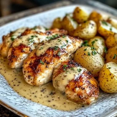 Hot Honey Greek Garlic Chicken Alfredo with Truffle-Parmesan Potatoes