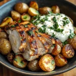 Insanely Tasty Grilled Chicken & Roasted Potato Bowl with Creamy Herb Dip