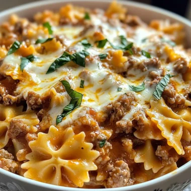 Italian Velveeta Beef and Bowtie Pasta