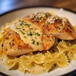 Juicy Garlic Butter Chicken with Bowtie Pasta in Creamy Parmesan Sauce