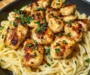 Lemon Garlic Butter Chicken Bites with Savory Parmesan Linguine