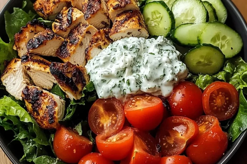 Loaded Greek Chicken Power Bowl with Tzatziki Sauce