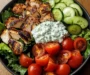 Loaded Greek Chicken Power Bowl with Tzatziki Sauce