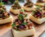 Mini Christmas Tree Brie Bites with Candied Pecans and Cranberries
