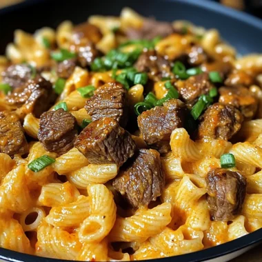 One-Pan Creamy Spicy Cajun Steak Bites & Cheddar Pasta