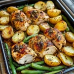 One-Pan Garlic Herb Chicken with Roasted Potatoes & Green Beans