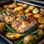 One-Pan Herb-Roasted Chicken with Baby Potatoes & Garlic Green Beans