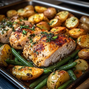 One-Pan Herb-Roasted Chicken with Baby Potatoes & Garlic Green Beans