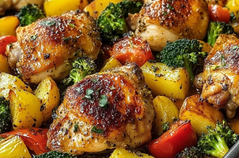 One-Pan Roasted Chicken Thighs with Veggies & Potatoes