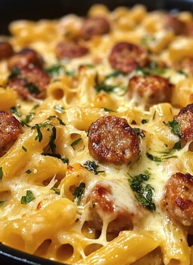 One-Pan White Cheddar Ranch Sausage Magic Pasta