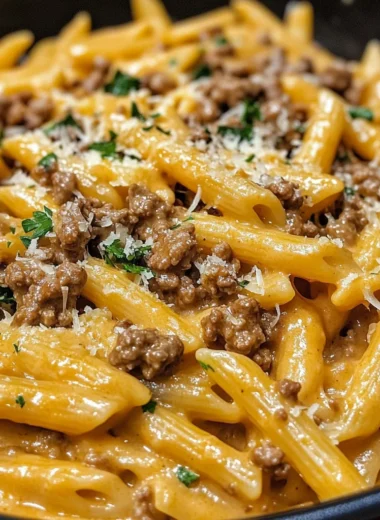 One-Pot Creamy Beef and Garlic Butter Pasta
