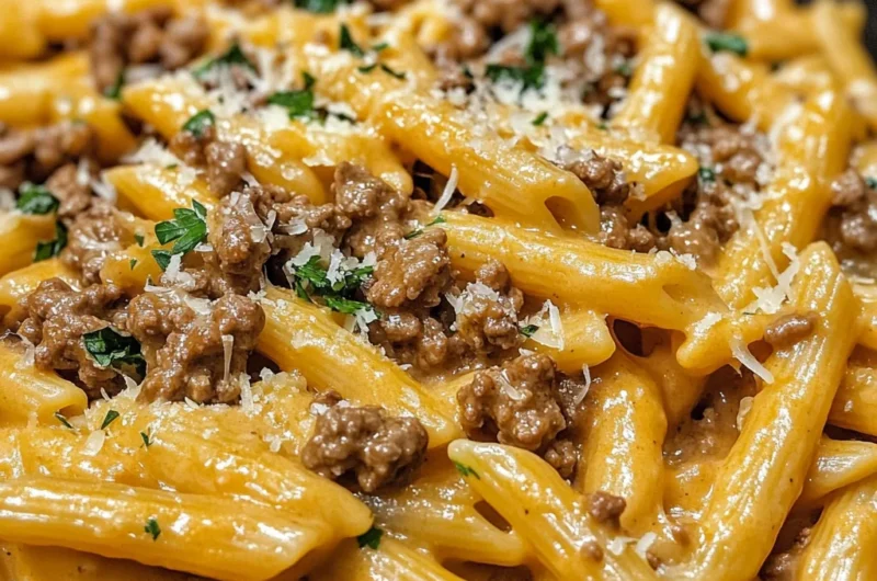 One-Pot Creamy Beef and Garlic Butter Pasta
