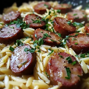 One-Pot Garlic Butter Sausage and Orzo