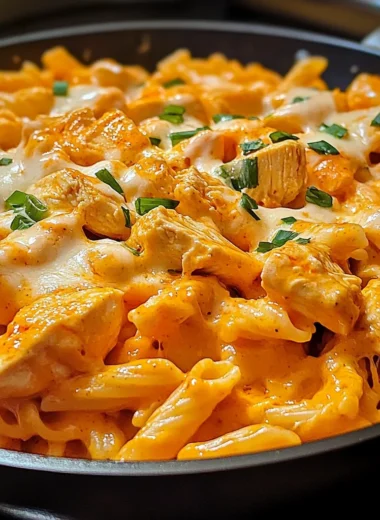 One-Skillet Spicy Buffalo Ranch Chicken Pasta