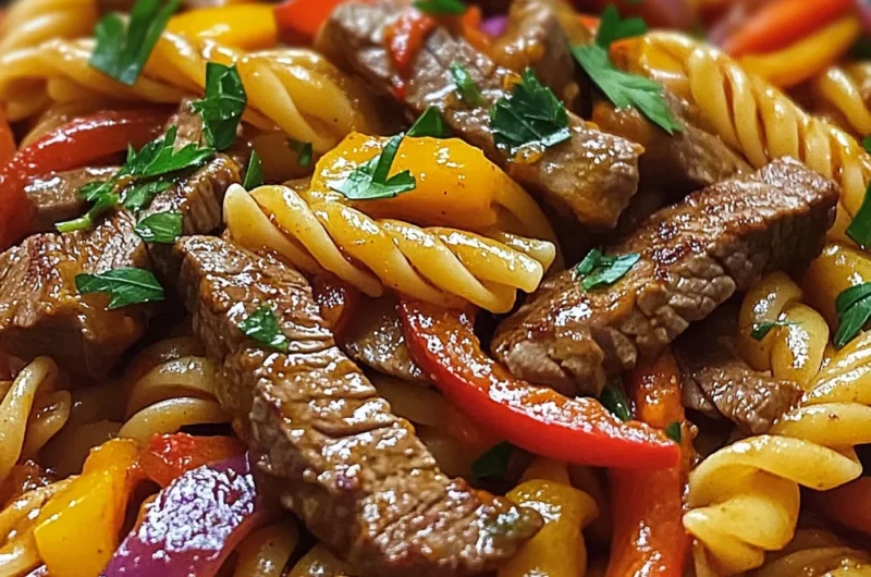 One-Skillet Spicy Honey Steak & Pasta