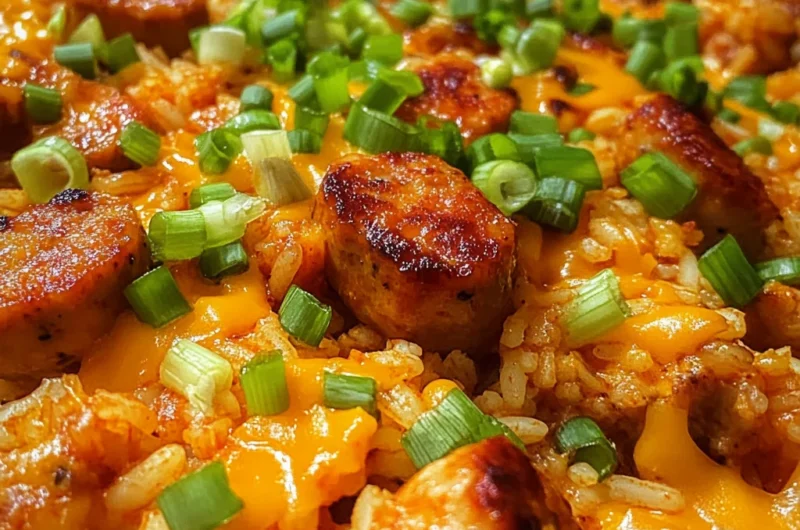 One Pan Spicy Buffalo Chicken and Sausage Rice