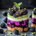 Pistachio and Blackberry Cheesecake Towers