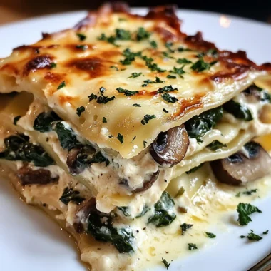 Savory Spinach & Mushroom Lasagna with Creamy with White Sauce