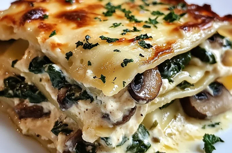 Savory Spinach & Mushroom Lasagna with Creamy with White Sauce