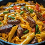 Skillet Creamy Spicy Cajun Steak & Cheddar Pasta