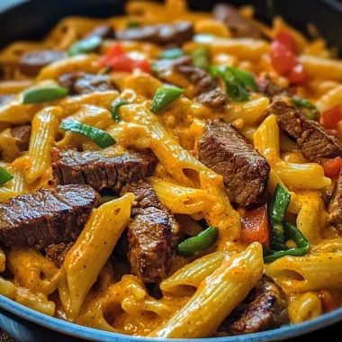 Skillet Creamy Spicy Cajun Steak & Cheddar Pasta