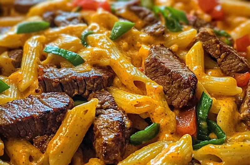 Skillet Creamy Spicy Cajun Steak & Cheddar Pasta