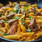 Skillet Creamy Spicy Cajun Steak & Cheddar Pasta