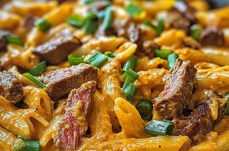 Skillet Creamy Spicy Cajun Steak & Cheddar Pasta
