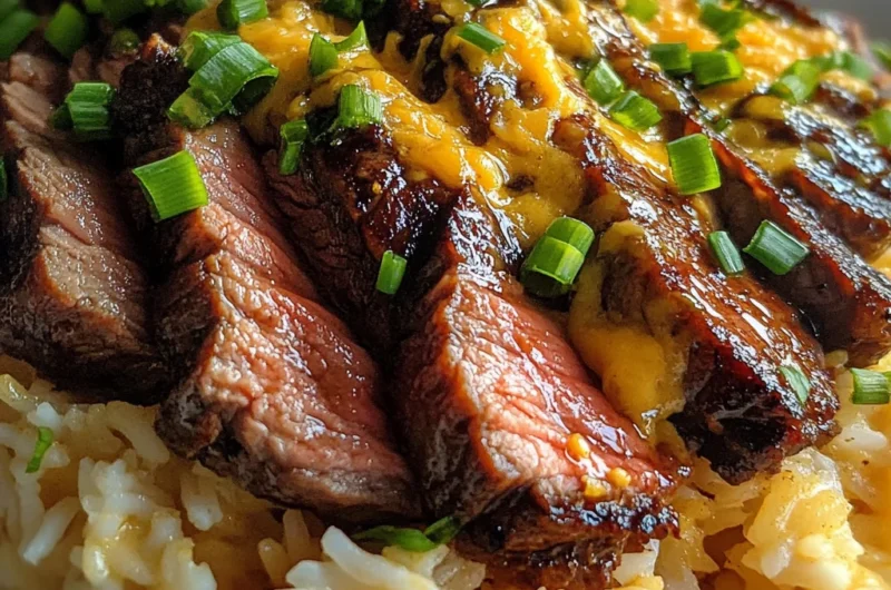 Smoky Garlic Butter Steak and Cheddar Rice