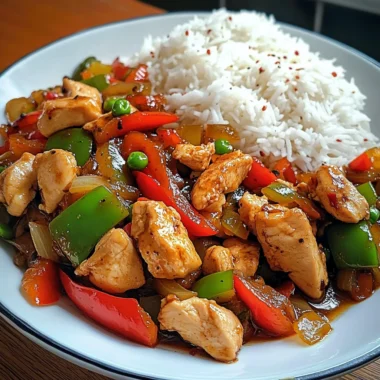 Spicy Chicken Stir-Fry with Bell Peppers & Garlic Sauce