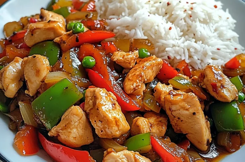 Spicy Chicken Stir-Fry with Bell Peppers & Garlic Sauce