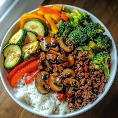 Spicy Ground Beef Stir-Fry Bowl With Garlic Veggies & Steamy Rice