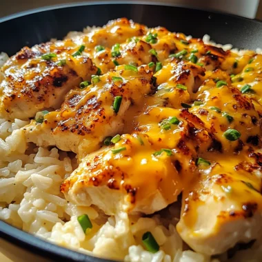 Sticky Honey Ranch Cheddar Chicken Rice Skillet