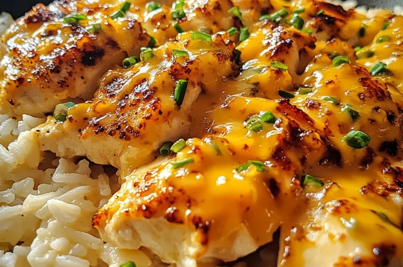 Sticky Honey Ranch Cheddar Chicken Rice Skillet