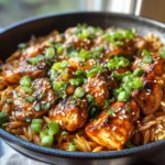 Sticky Sweet Garlic Butter Chili Chicken Orzo Skillet