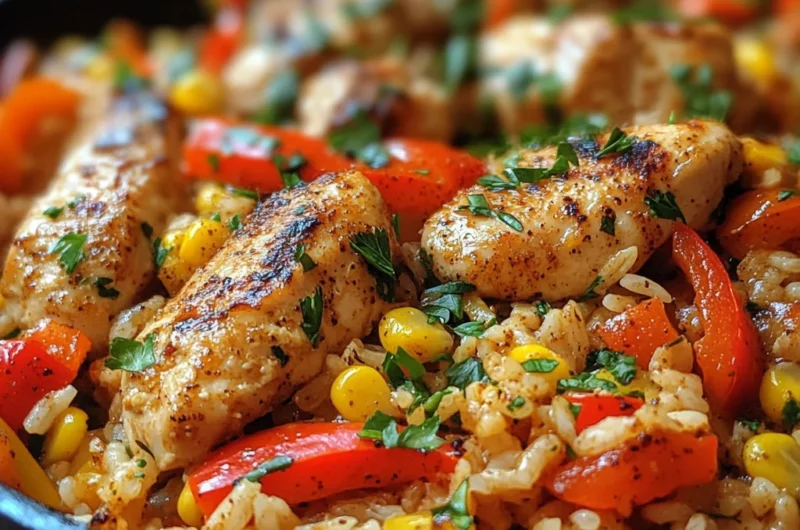 Sweet and Smoky Ranch Chicken Rice Skillet
