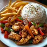 Ultimate Black Pepper Chicken Stir-Fry with Rice & Golden Fries