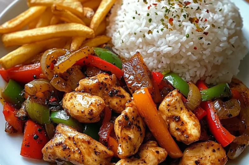 Ultimate Black Pepper Chicken Stir-Fry with Rice & Golden Fries