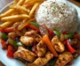 Ultimate Black Pepper Chicken Stir-Fry with Rice & Golden Fries